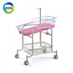 IN-605 Used Hospital Luxury Adjustable Baby Bed Baby Cart New Born Baby Bed With Big Storage