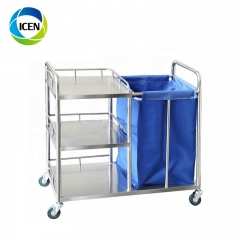 IN-681 Hot Selling Smoothly Move Medical Trolley Cart Hospital Used Stainless Steel Cart