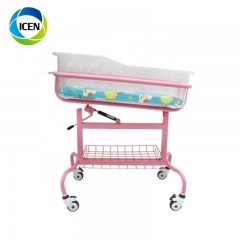 IN-605 Used Hospital Luxury Adjustable Baby Bed Baby Cart New Born Baby Bed With Big Storage