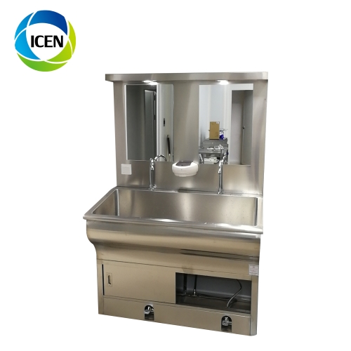 Two compartment operating theatre sink in modular clean room