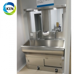Two compartment operating theatre sink in modular clean room