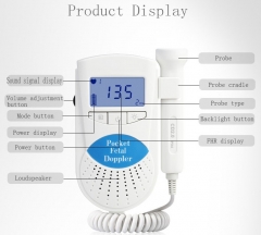 IN-FD100 new LCD display China manufacturers pocket fetal doppler probe monitor