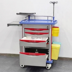 IN-75001B Emergency Cart Stainless Steel Medical Trolley Abs With Plastic And Metal Materials For Clinics Hospitals