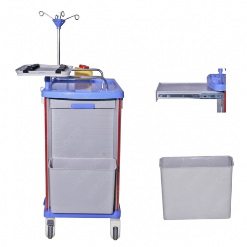 IN-75001B Emergency Cart Stainless Steel Medical Trolley Abs With Plastic And Metal Materials For Clinics Hospitals