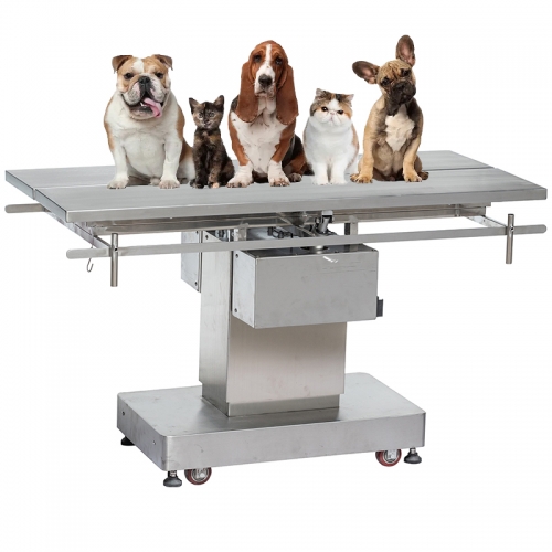 IN-P002 All Stainless Steel 304 Electric Pet Operating Table with Infusion Stand & Multi-Function Tilt Controls
