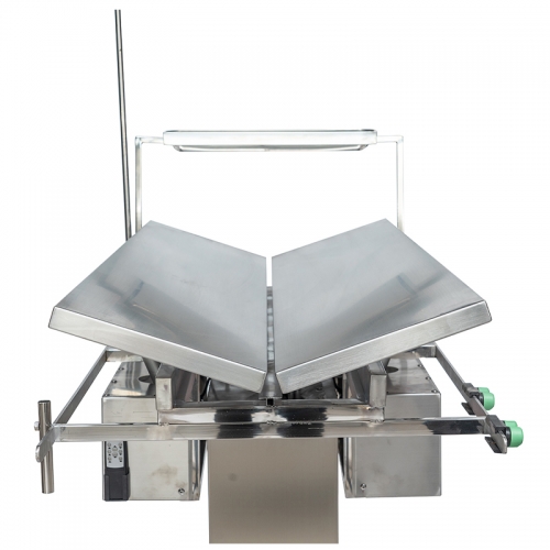 IN-P003 Heavy-Duty Motorized Vet Surgery Table, 304 Stainless Steel, Dual Plates Both Tilt 45° Electrically, Easy Clean