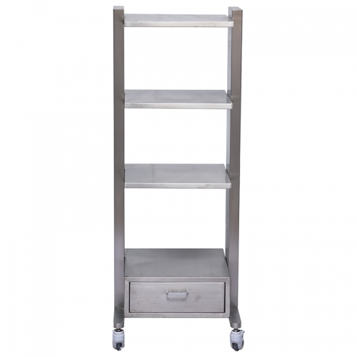 IN-PL02 Pet Surgery Equipment Cart 304 Stainless Steel Veterinary Instrument Trolley Heavy Duty Mobile Workstation