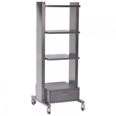IN-PL02 Animal Clinic Medical Trolley Stainless Steel 3 Shelf Veterinary Cart Mobile Instrument Table with Brake Wheels