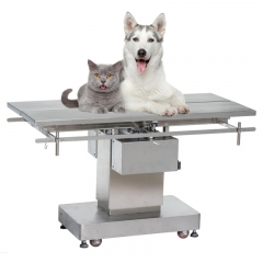 IN-P003 All-in-One Electric Pet Operating Table with Stainless Steel Top, Infusion Pole & Waste Outlet for Clinic