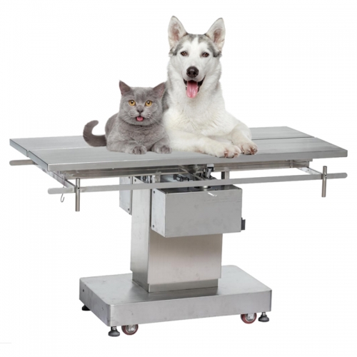 IN-P003 All-in-One Electric Pet Operating Table with Stainless Steel Top, Infusion Pole & Waste Outlet for Clinic