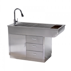 IN-PL01 Professional Pet Grooming Table Stainless Steel Integrated Sink Cold Hot Control Drawer Storage No Dead Angle Design