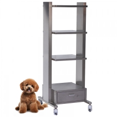 IN-PL02 Veterinary Utility Trolley 304 Stainless Steel Treatment Cart for Pet Hospital with Drawers Silent Casters