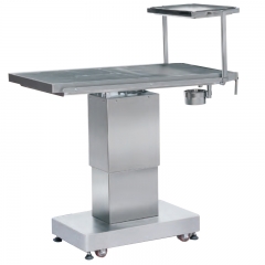 IN-P004 Veterinary Electric Surgical Table Motor Controlled 304 Stainless Steel Heated Top Funnel Tray Easy Clean