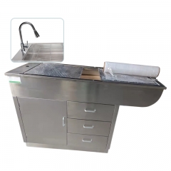 IN-PL01 Large Animal Beauty Table 304 Stainless Steel Sink Unit Hidden Outlet Solid Welded Mesh Drawers Wooden Case Packing