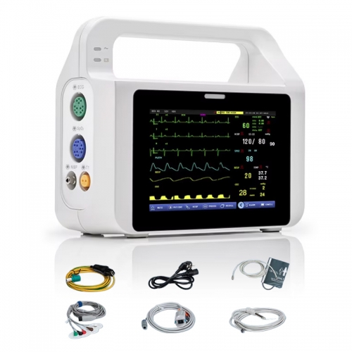VE5 Portable Handheld Veterinary Pet Multi-Parameter Monitor with SPO2/ETCO2 6-Vital Signs 3.5" Display