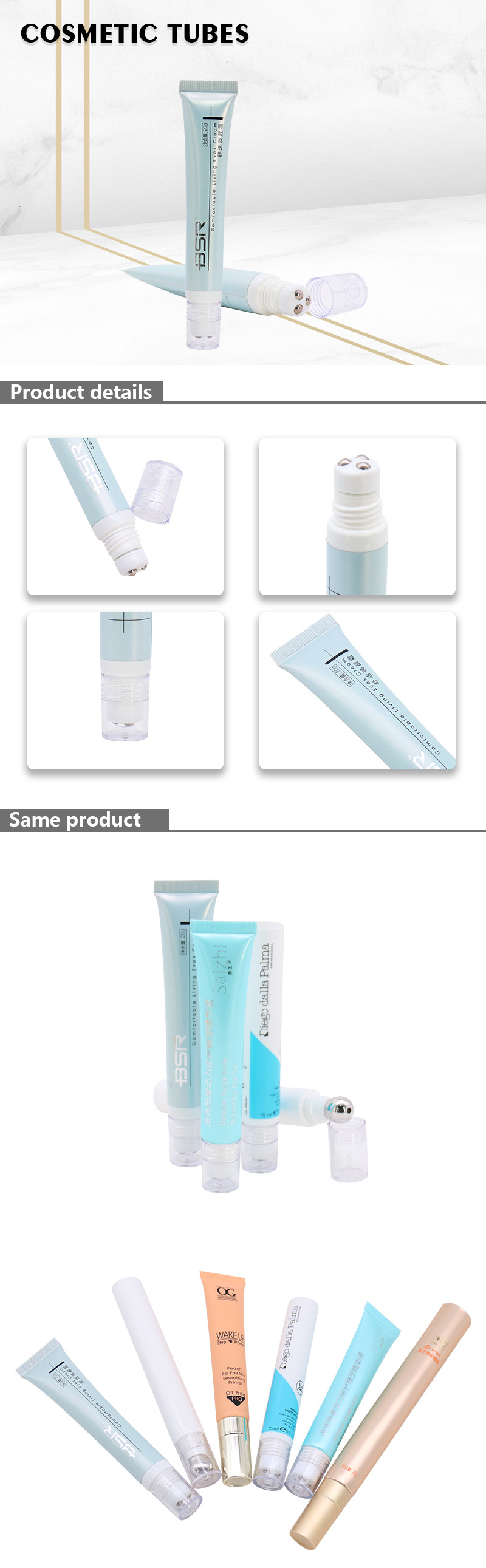 Wholesale 15ml Plastic Lotion Tubes With Roller Ball