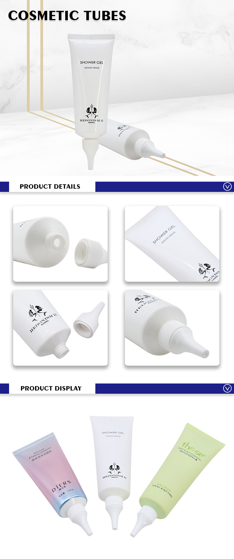 Flexible 100g Empty Plastic Cosmetic Tube With Nozzle For Skincare