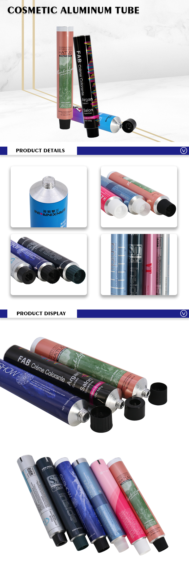 Custom Aluminium Cosmetic Collapsible Squeeze Tubes With Screw Cap