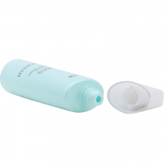 Blue Flat Cosmetic Tubes 80ml 100ml / Face Cleanser HDPE Tube With Screw Cap