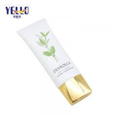 Flat Cosmetic Facial Wash Cream Tubes 250ml With Golden Cap , Hand Cream Packaging