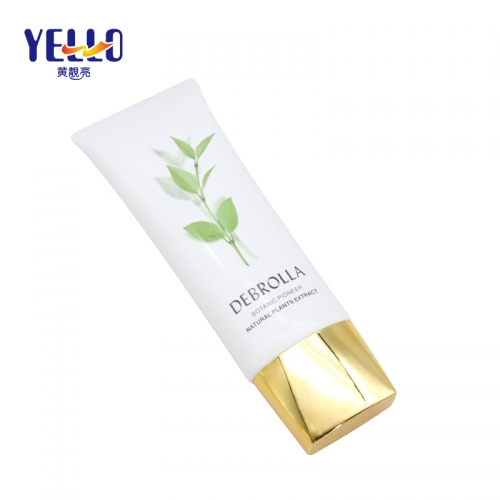 Flat Cosmetic Facial Wash Cream Tubes 250ml With Golden Cap , Hand Cream Packaging