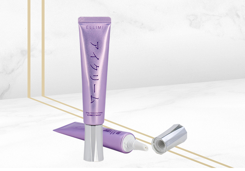Purple Empty Laminated Eye Essence Tube With Silver Lid