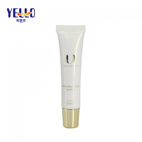 Skincare Packaging Plastic 0.5 oz 15ml Lip Balm Tube With Gold Cap