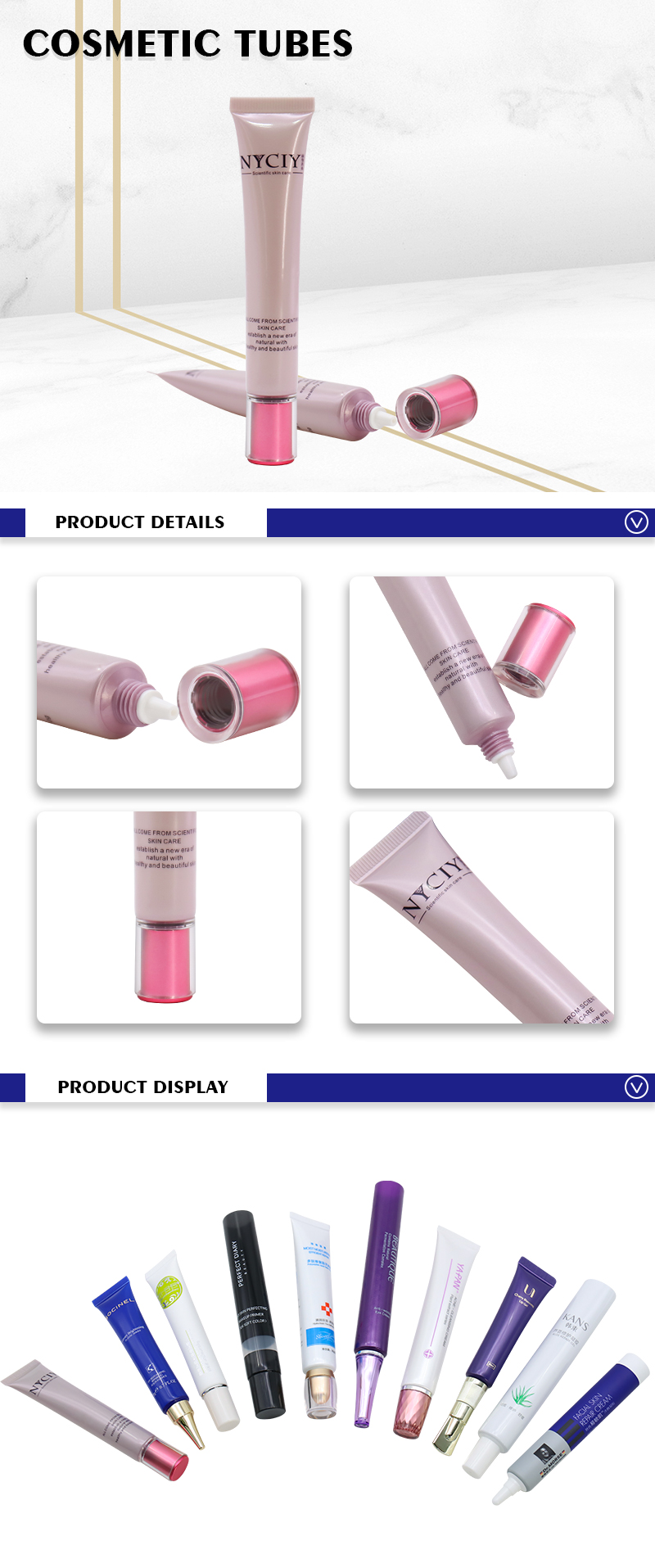 Cosmetic Eye Cream Nozzle Tube Packaging With Silk Printing