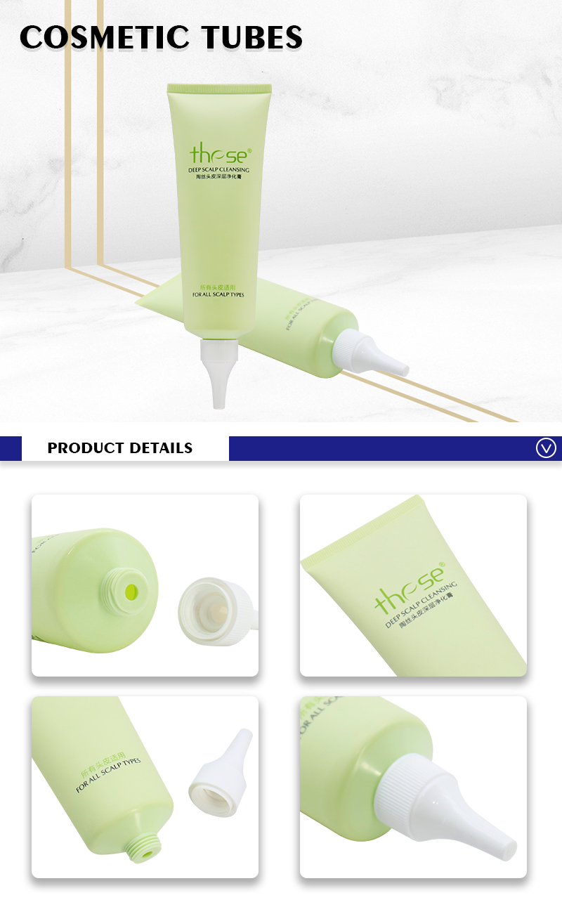 Fast Delivery Green Empty Plastic Squeeze Nozzle Tube For Hair Care