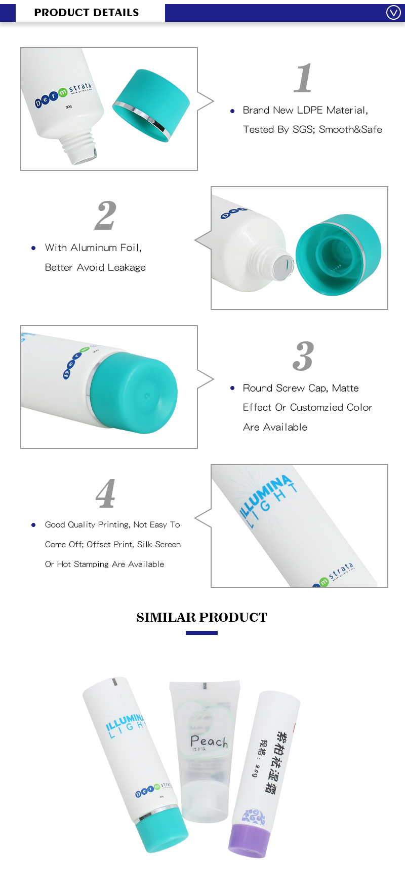 Portable 30ml 50ml Squeeze Hand Cream Tube Container