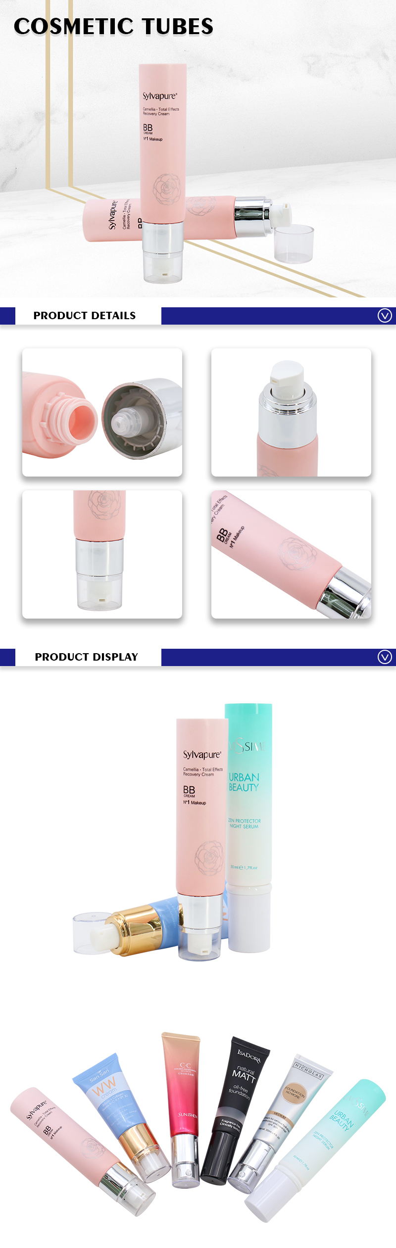 Foundation Cosmetic Squeeze PE Tubes With Airless Pump