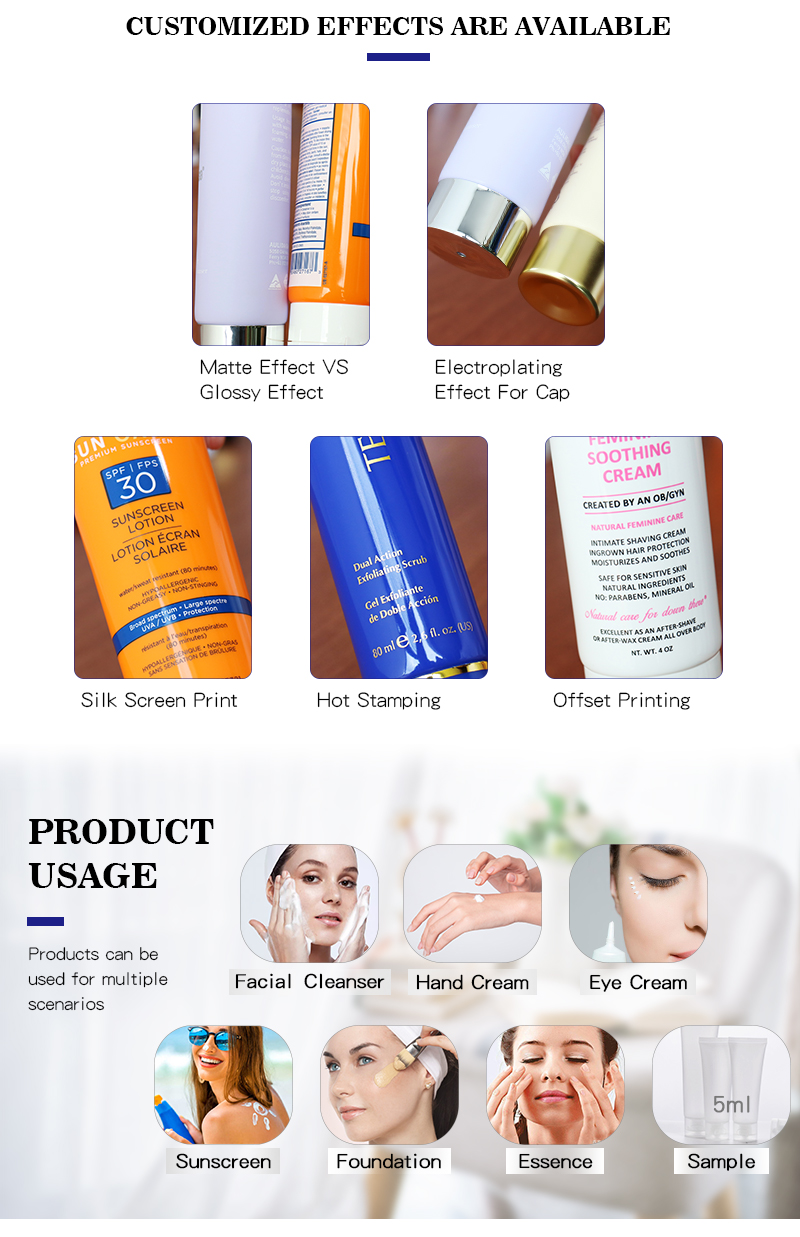 Custom Cosmetic Massage Eye Cream Squeeze Tube With Metal Applicator