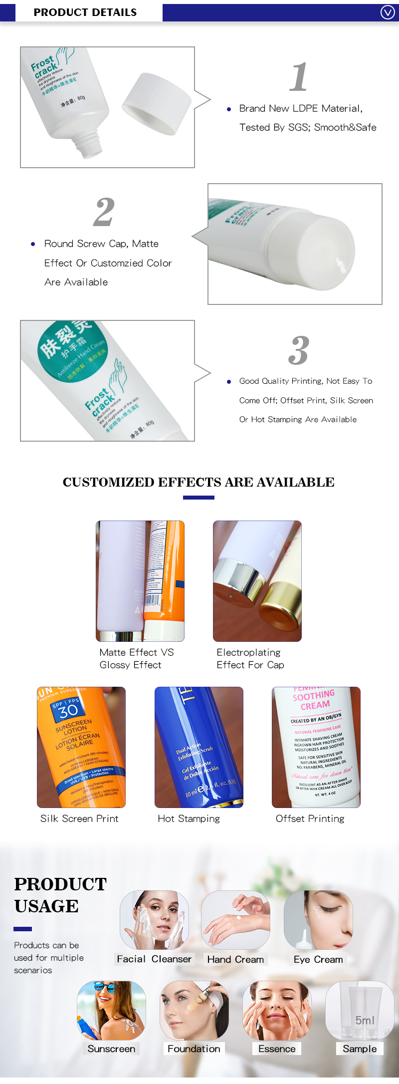 Hand Cream Lotion Squeeze Tubes With Private Logo