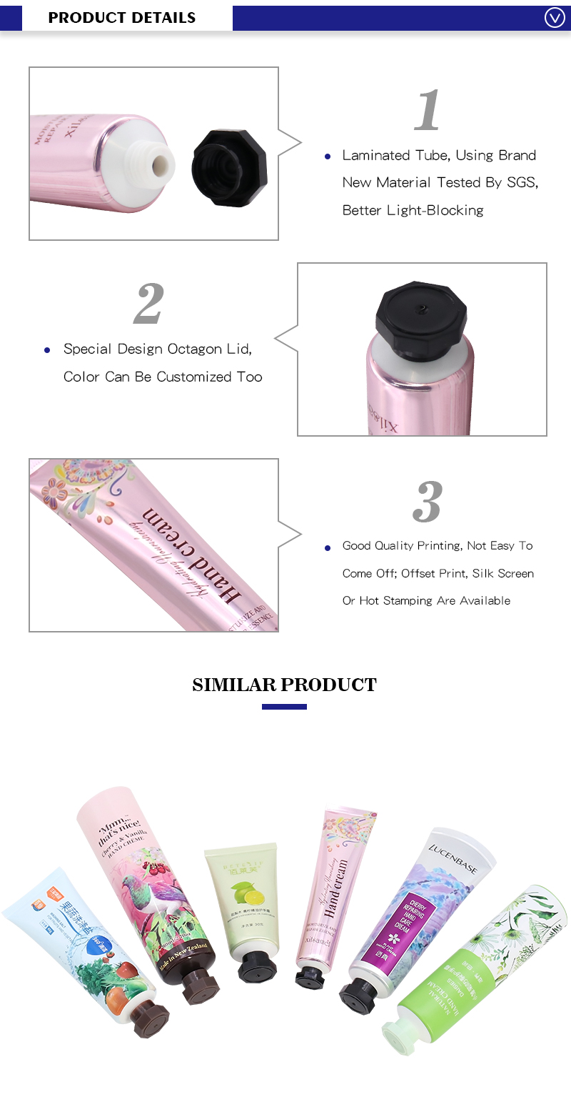 Factory Supply Custom Pink Laminated Squeeze Tube For Hand Cream 