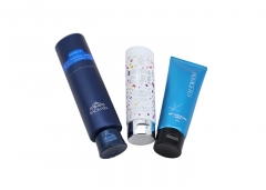 Blue Empty Packaging PE Plastic Face Wash Tube With Flip Top Cap