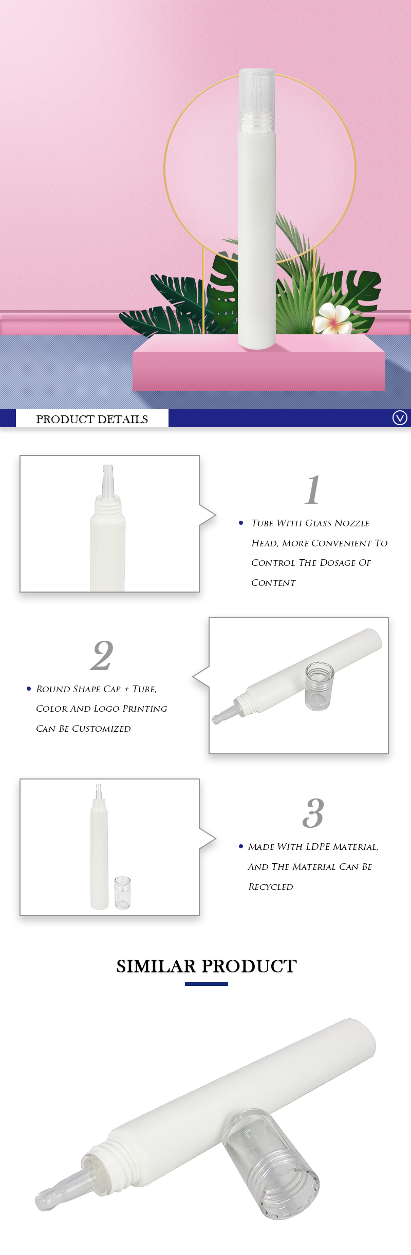 White 15ml Cosmetic Soft Tube Packaging For Eye Cream