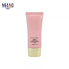 Pink Cosmetic Plastic Packaging Tube 40g With Gold Cap For BB Cream