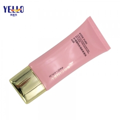 Pink Cosmetic Plastic Packaging Tube 40g With Gold Cap For BB Cream