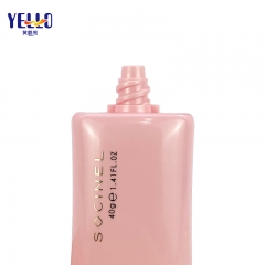 Pink Cosmetic Plastic Packaging Tube 40g With Gold Cap For BB Cream