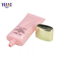 Pink Cosmetic Plastic Packaging Tube 40g With Gold Cap For BB Cream