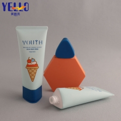 Cute Triangle Empty Soft Cosmetic Squeeze Tubes Matte Blue For Cream