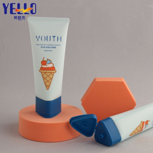 Cute Triangle Empty Soft Cosmetic Squeeze Tubes Matte Blue For Cream