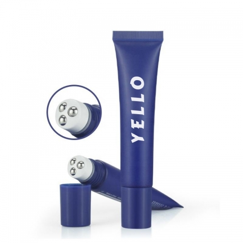 Custom Empty PE Plastic Cosmetic Eye Cream Tubes with Roll-on Massage Head Soft Squeeze Lotion Tubes for Personal Care Screw Cap