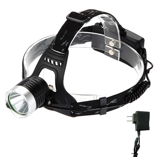 1800 Lumens CREE XM-L T6 U2 3 Modes Super Bright Headlamp with Adjustable Base Cree LED Lamp Headlight Bicycle Light w/ AC Charger - Silver