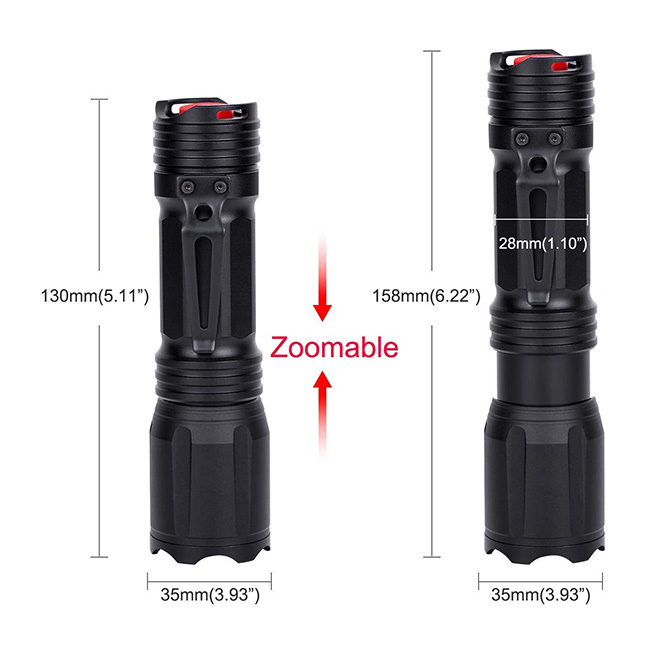 4 Color in 1 Multi-Color Flashlight 18650 Zoomable Tactical Flashlight Multi-Functional Flashlight for Hunting Fishing Hiking