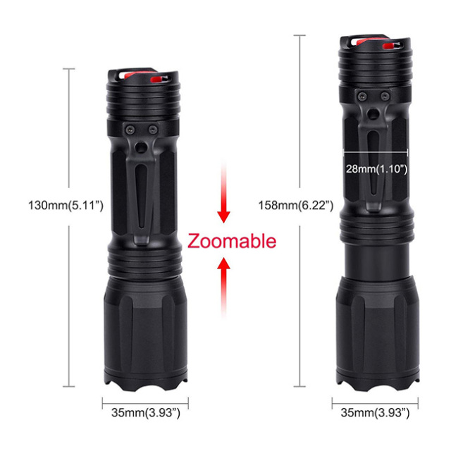 4 Color in 1 Multi-Color Flashlight 18650 Zoomable Tactical Flashlight Multi-Functional Flashlight for Hunting Fishing Hiking