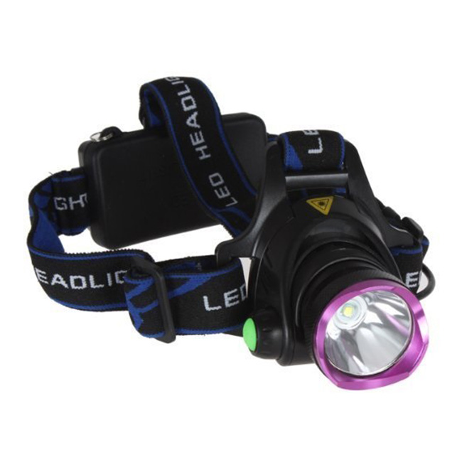 1800 Lumens CREE XM-L T6 U2 3 Modes Super Bright Headlamp with Adjustable Base Cree LED Lamp Headlight Bicycle Light w/ AC Charger - Purple