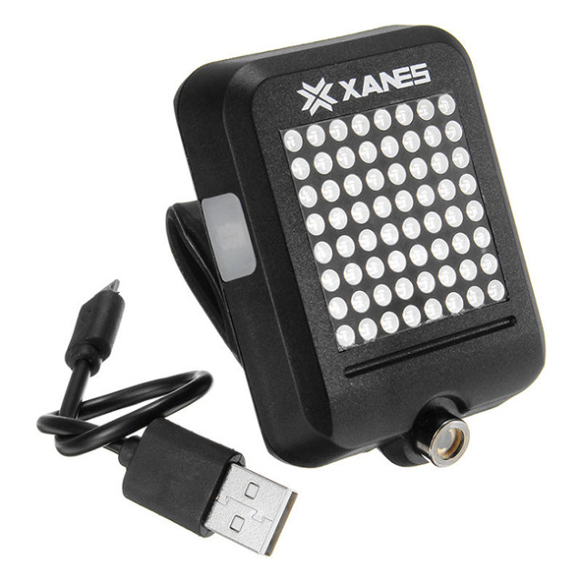 XANES STL-01 64 LED 80LM Intelligent Automatic Induction Steel Ring Brake Safety Bicycle Taillight with Infrared Laser Warning Waterproof Night Light