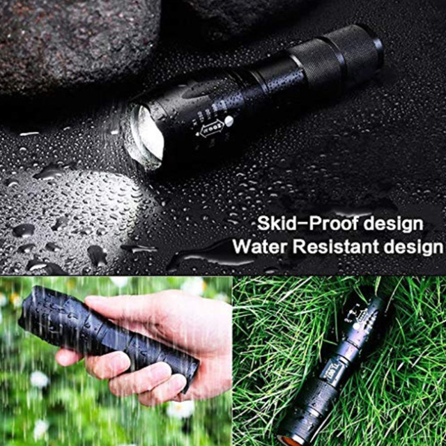 4 Color in 1 Multi-Color Flashlight 18650 Zoomable Tactical Flashlight Multi-Functional Flashlight for Hunting Fishing Hiking
