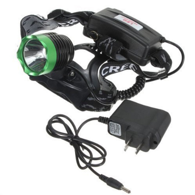 1800 Lumens CREE XM-L T6 U2 3 Modes Super Bright Headlamp with Adjustable Base Cree LED Lamp Headlight Bicycle Light w/ AC Charger - Green